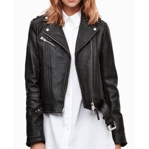 Aritzia Mackage Rumer Pebbled Real Leather Jacket Black(size xxs)